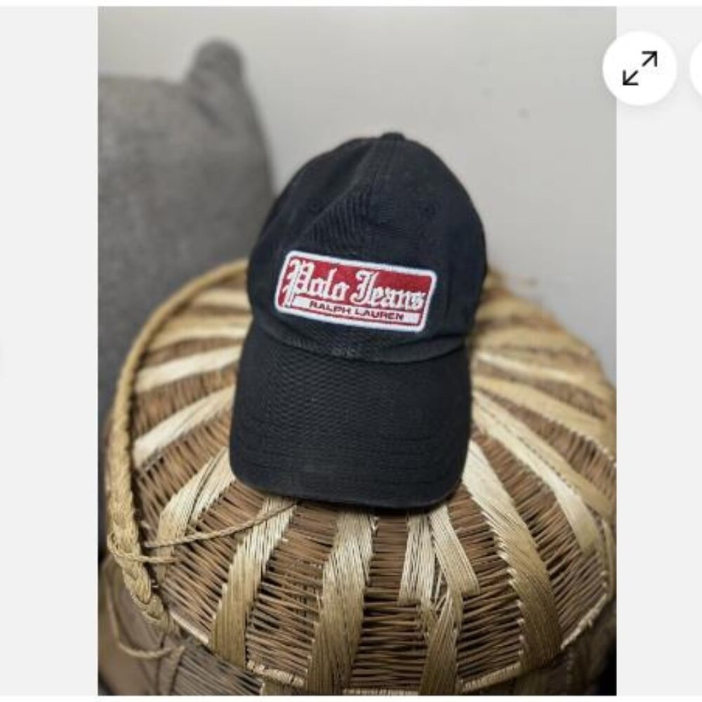 Polo Jeans Ralph Lauren Strap Back Hat Cap RL Black Red Baseball